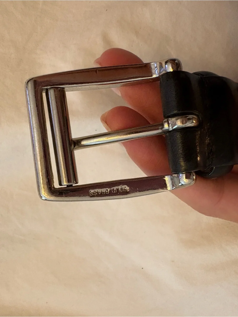 Ralph Lauren Black Leather Belt with Silver Buckle